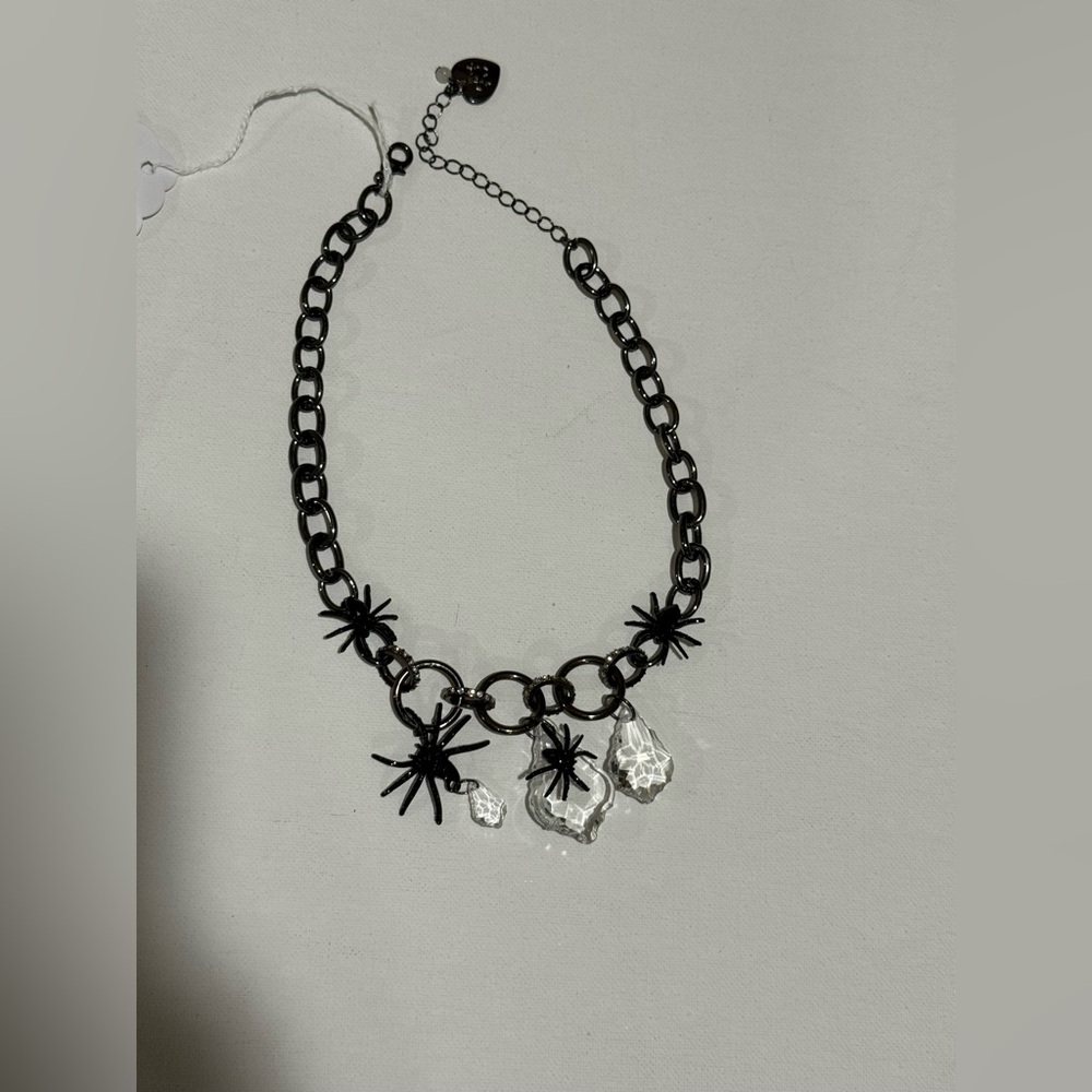 Betsey Johnson Black Spider Charm Necklace